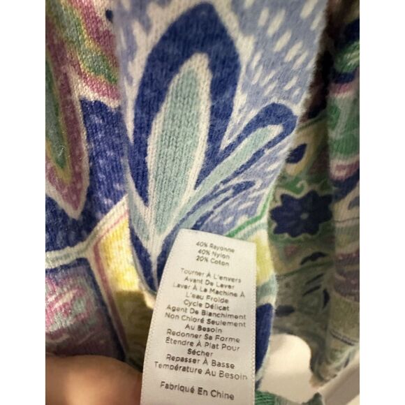 Talbots Petites Womens Colorful Patterned Sweater 1XP Back Zipper Drop Shoulder - Picture 5 of 9